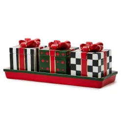 MacKenzie-Childs Kitchen & Dining Sets|Kitchen Storage & Organization<Christmas Gift Lidded Boxes  Tray Set