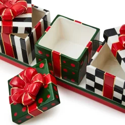 MacKenzie-Childs Kitchen & Dining Sets|Kitchen Storage & Organization<Christmas Gift Lidded Boxes  Tray Set