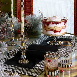 MacKenzie-Childs Holiday|Candles & Fragrances<Christmas Tree Dinner Candles - Check Bands - Set of 2