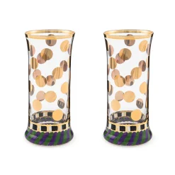 MacKenzie-Childs Holiday|Drinkware<Cirque Purple  Green Highball Glass, Set of 2
