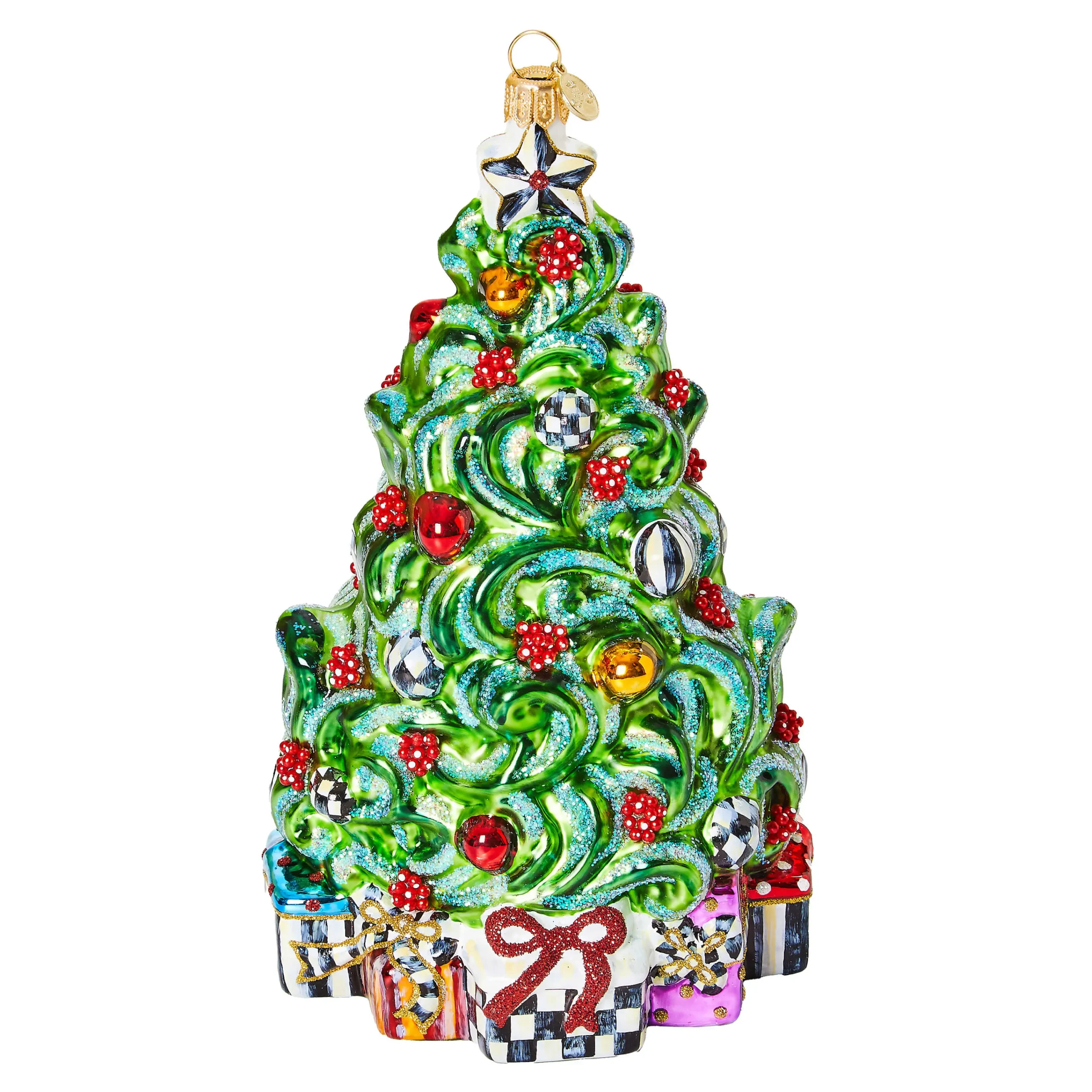MacKenzie-Childs Holiday<Classic Courtly Christmas Tree Glass Ornament