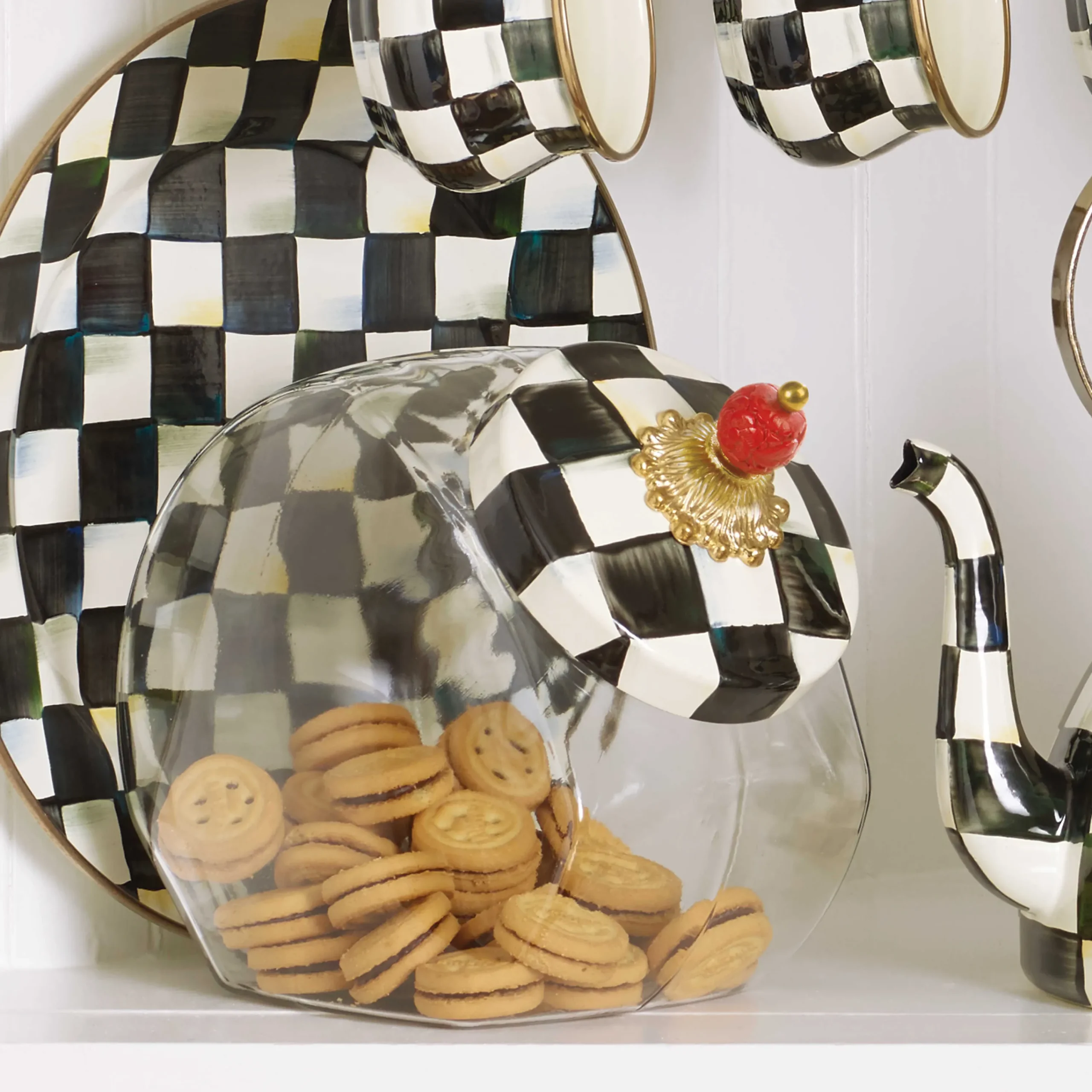 MacKenzie-Childs Kitchen Storage & Organization<Cookie Jar with Courtly Check Lid