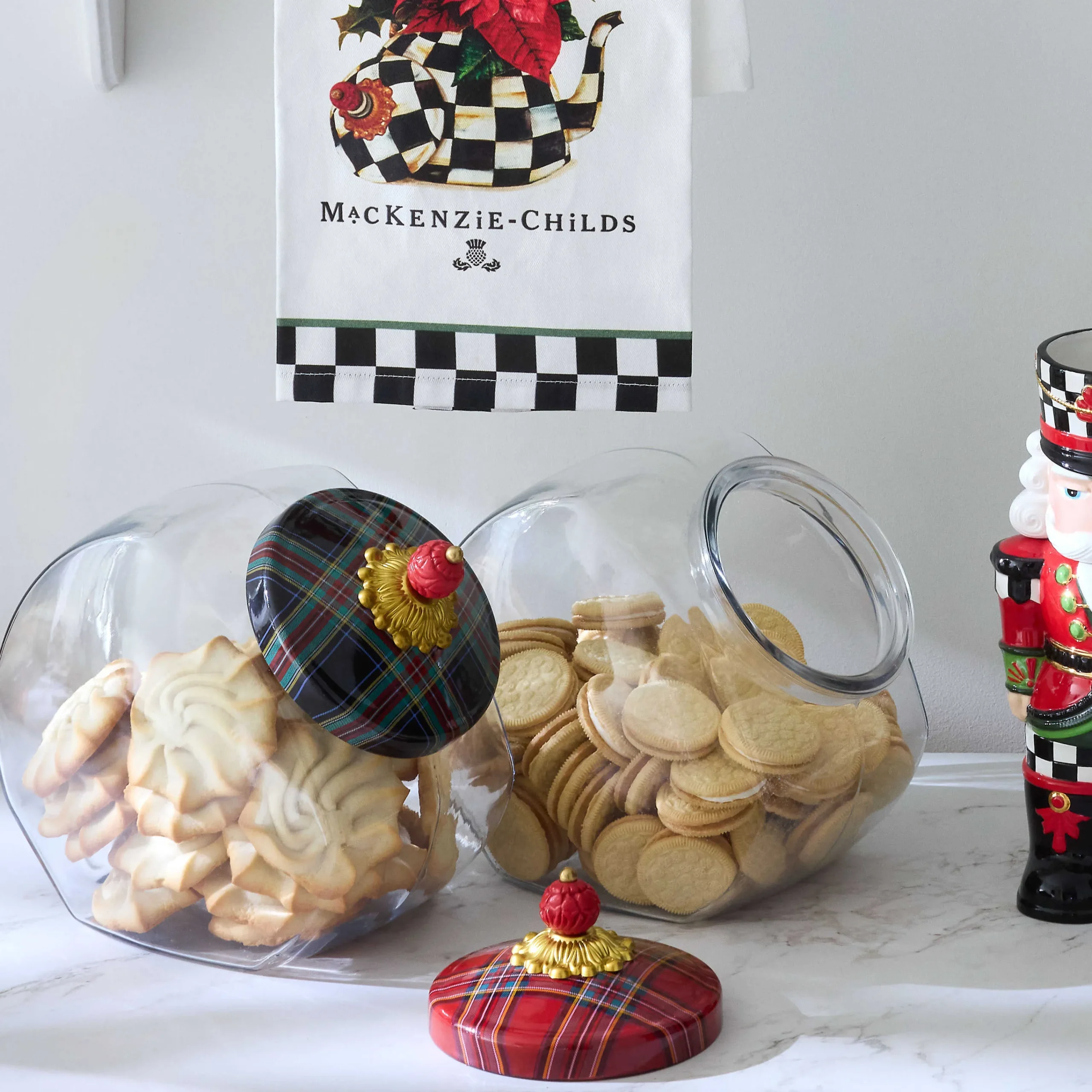 MacKenzie-Childs Kitchen Storage & Organization<Cookie Jar with Red Tartan Lid