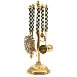 MacKenzie-Childs Holiday|Drinkware<Courtly Check 3260 Gold Edition Bar Set
