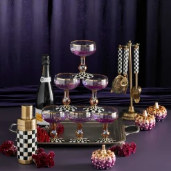 MacKenzie-Childs Holiday|Drinkware<Courtly Check 3260 Gold Edition Bar Set
