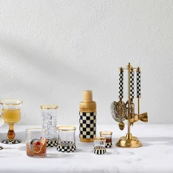 MacKenzie-Childs Holiday|Drinkware<Courtly Check 3260 Gold Edition Bar Set