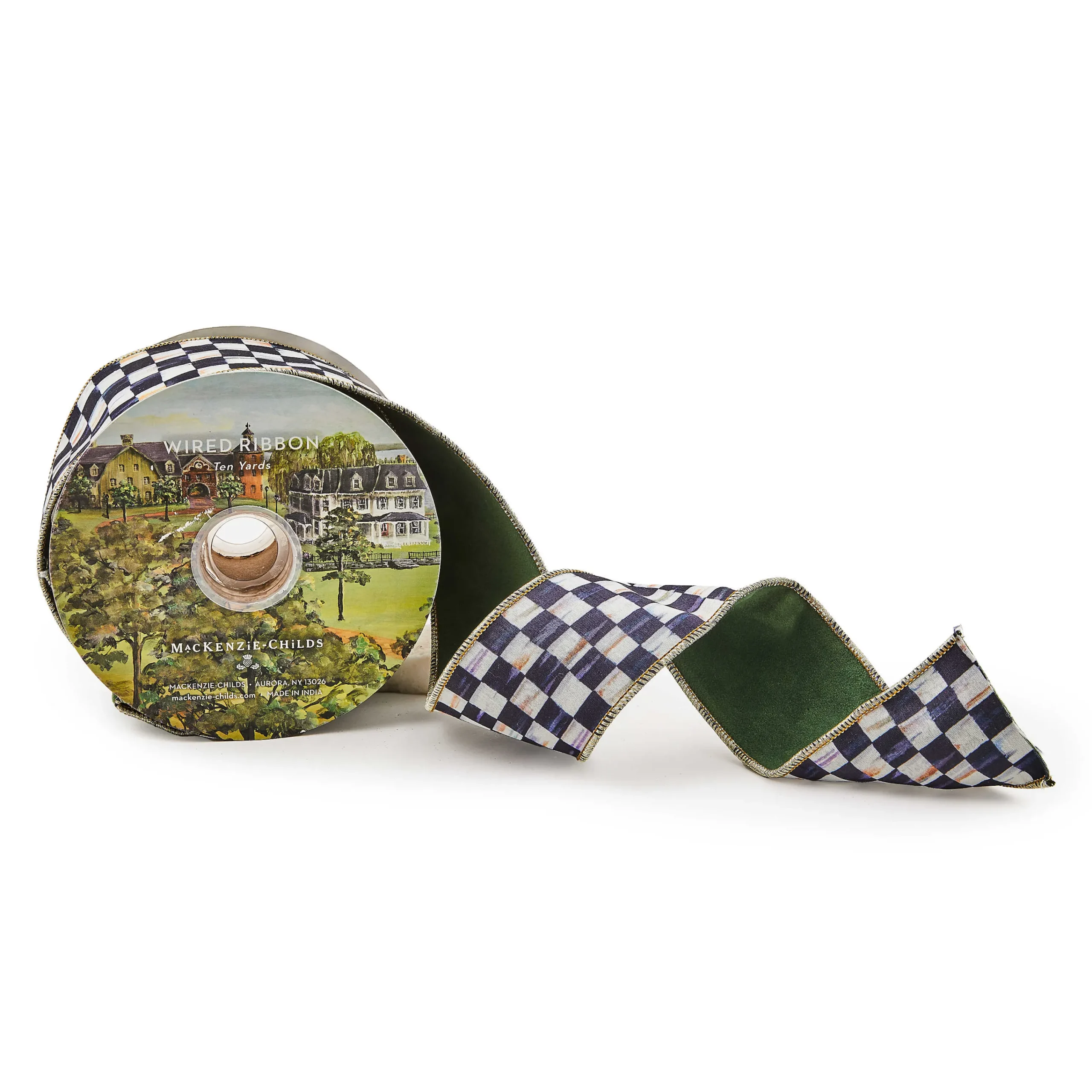 MacKenzie-Childs Finishing Touches|Room Accents<Courtly Check 2.5 Green Suede Ribbon