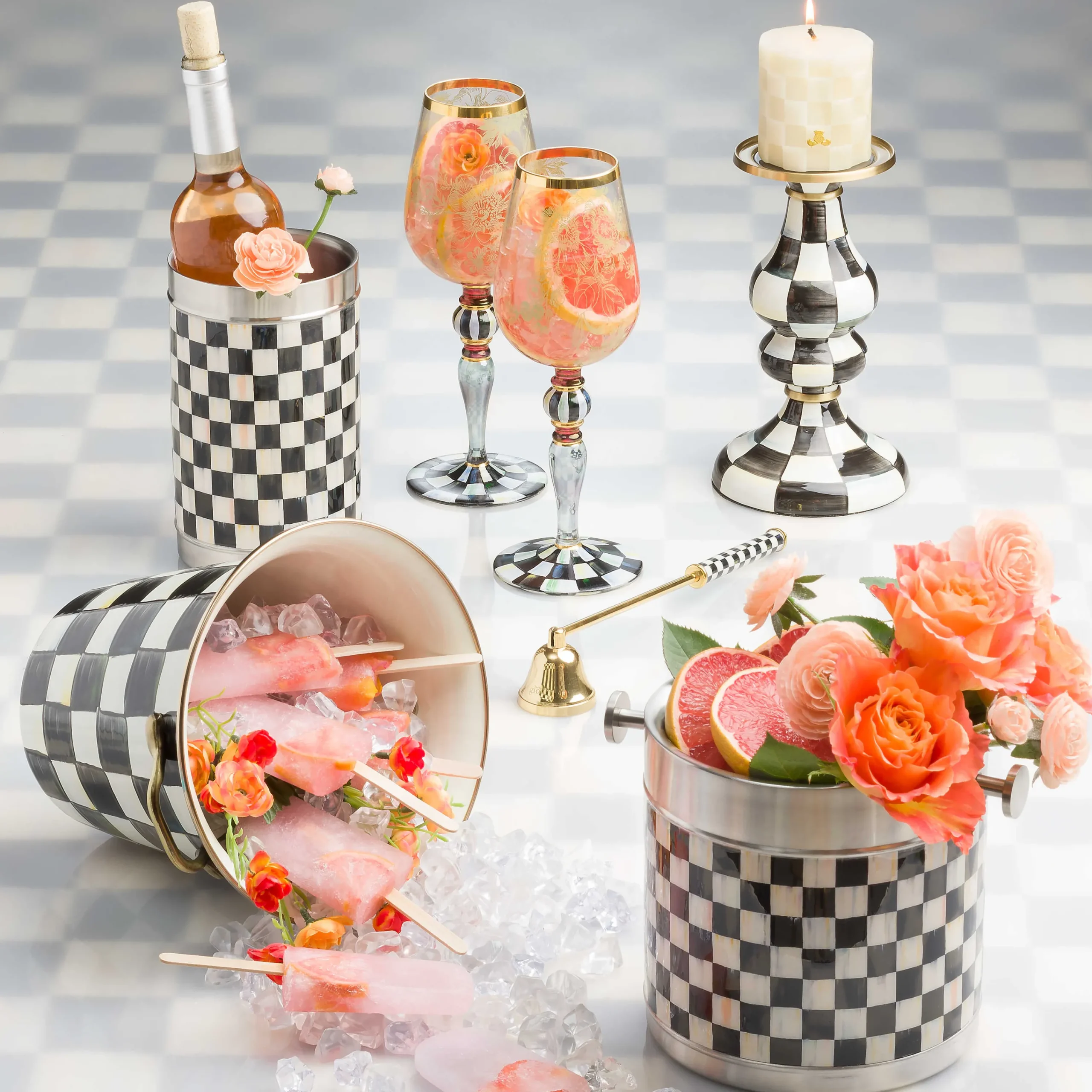 MacKenzie-Childs Drinkware|Bar Entertaining<Courtly Check 3260 Ice Bucket