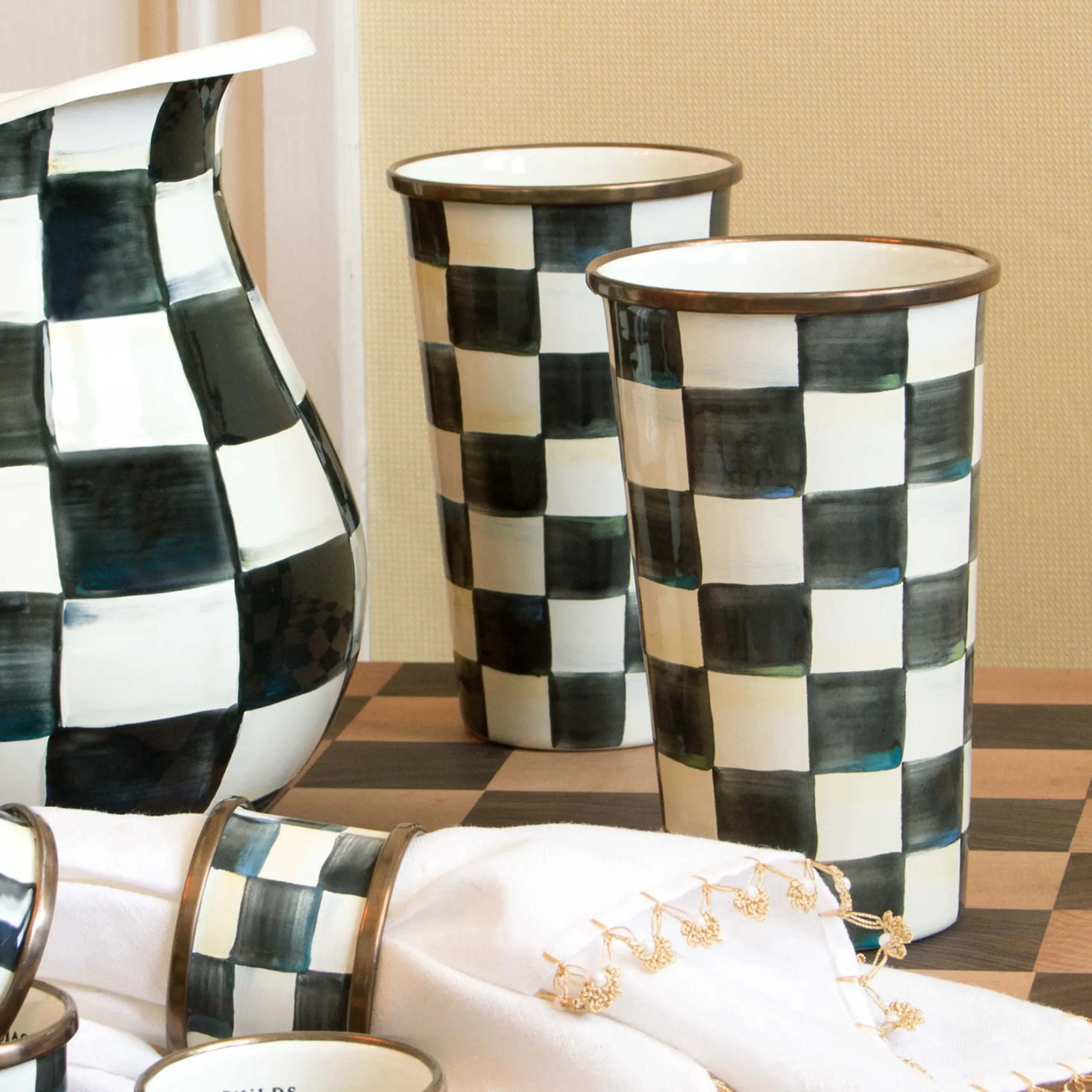 MacKenzie-Childs Drinkware|Bar Entertaining<Courtly Check 20 Ounce Tumbler