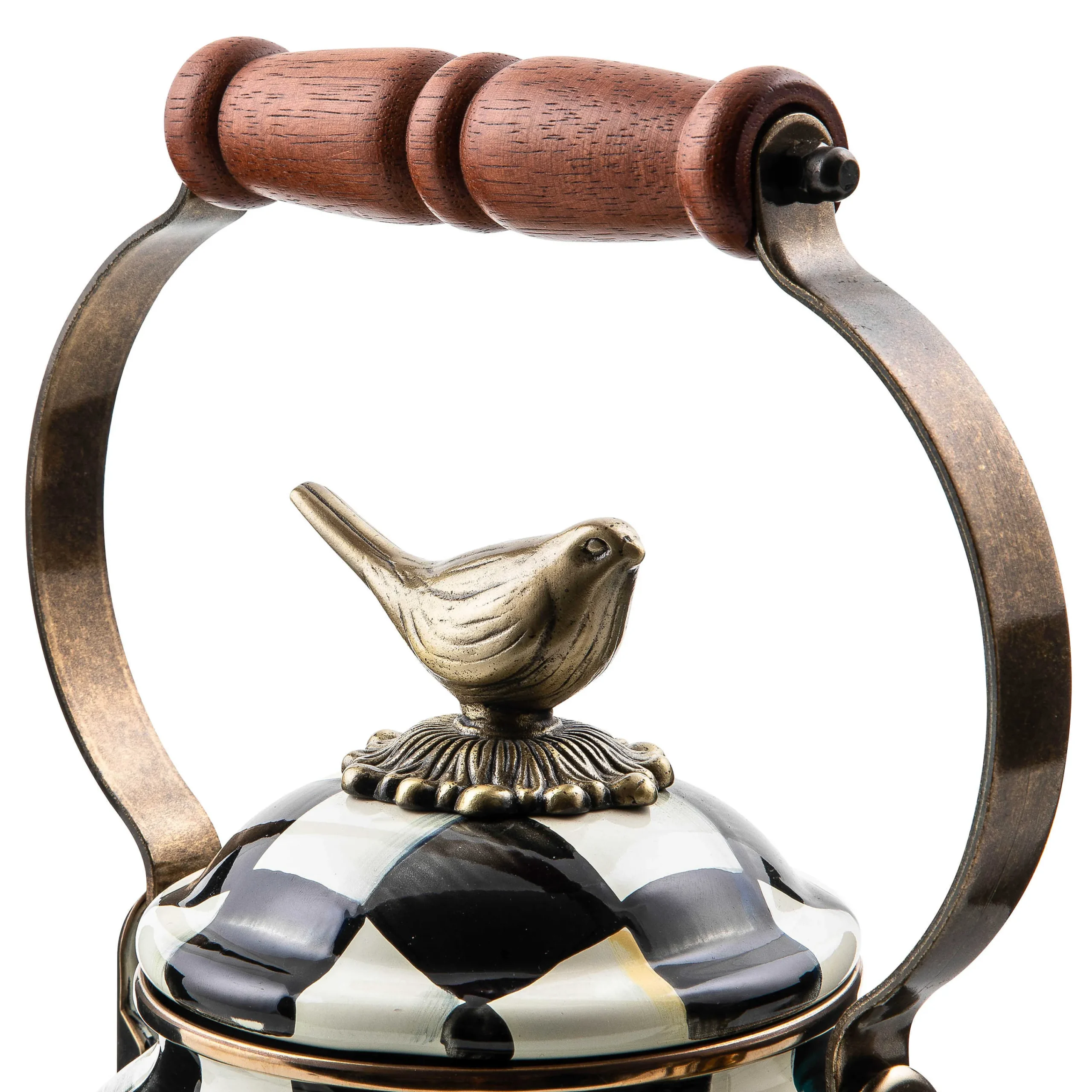 MacKenzie-Childs Cookware & Bakeware|Tea Kettles<Courtly Check 3 Quart Tea Kettle with Bird