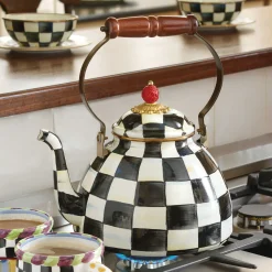 MacKenzie-Childs Tea Kettles<Courtly Check 3 Quart Tea Kettle