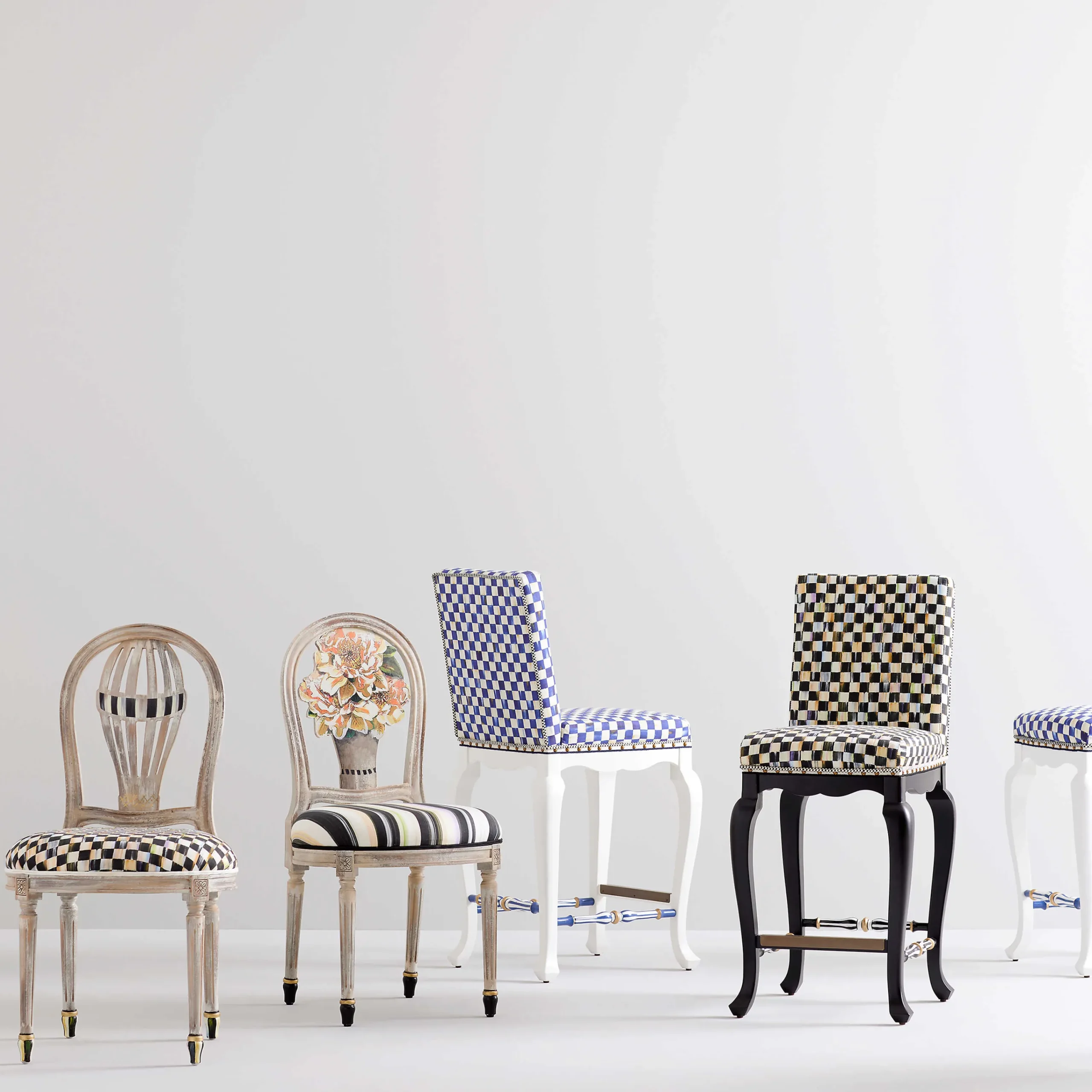 MacKenzie-Childs Dining Room & Kitchen<Courtly Check Black Counter Stool with Back