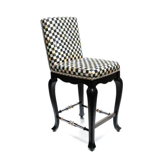 MacKenzie-Childs Dining Room & Kitchen<Courtly Check Black Counter Stool with Back
