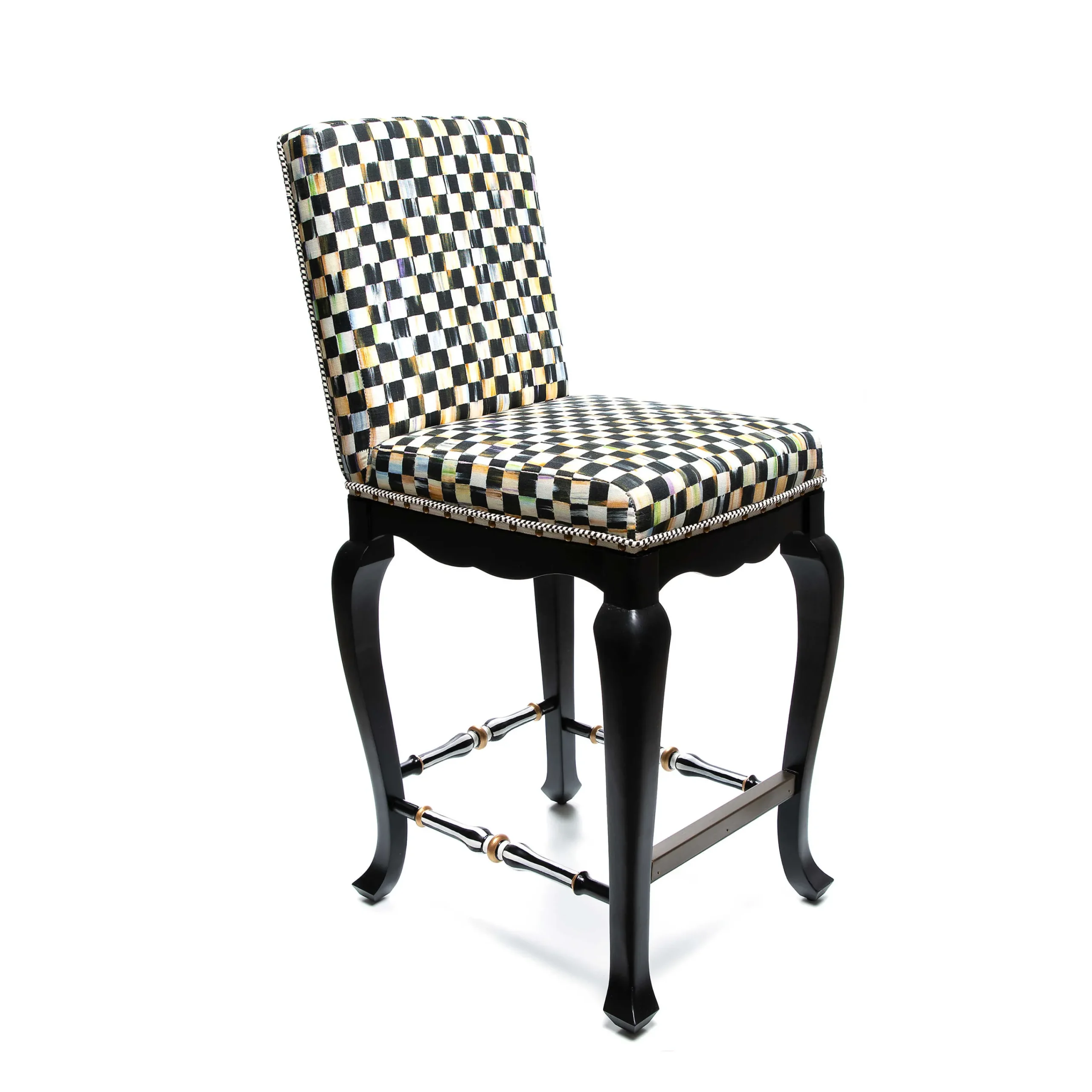 MacKenzie-Childs Dining Room & Kitchen<Courtly Check Black Counter Stool with Back