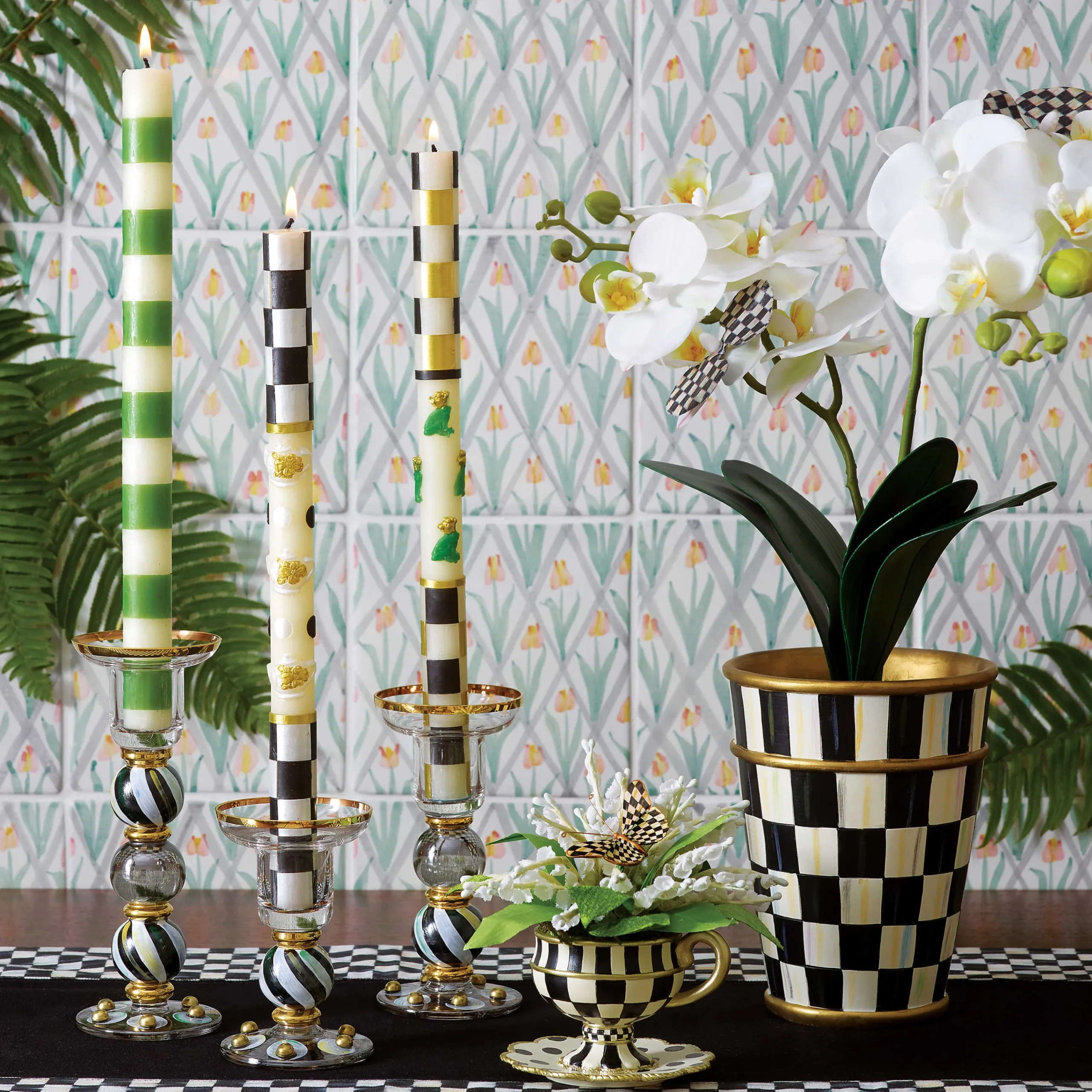 MacKenzie-Childs Kitchen & Table Linens<Courtly Check Black Table Runner