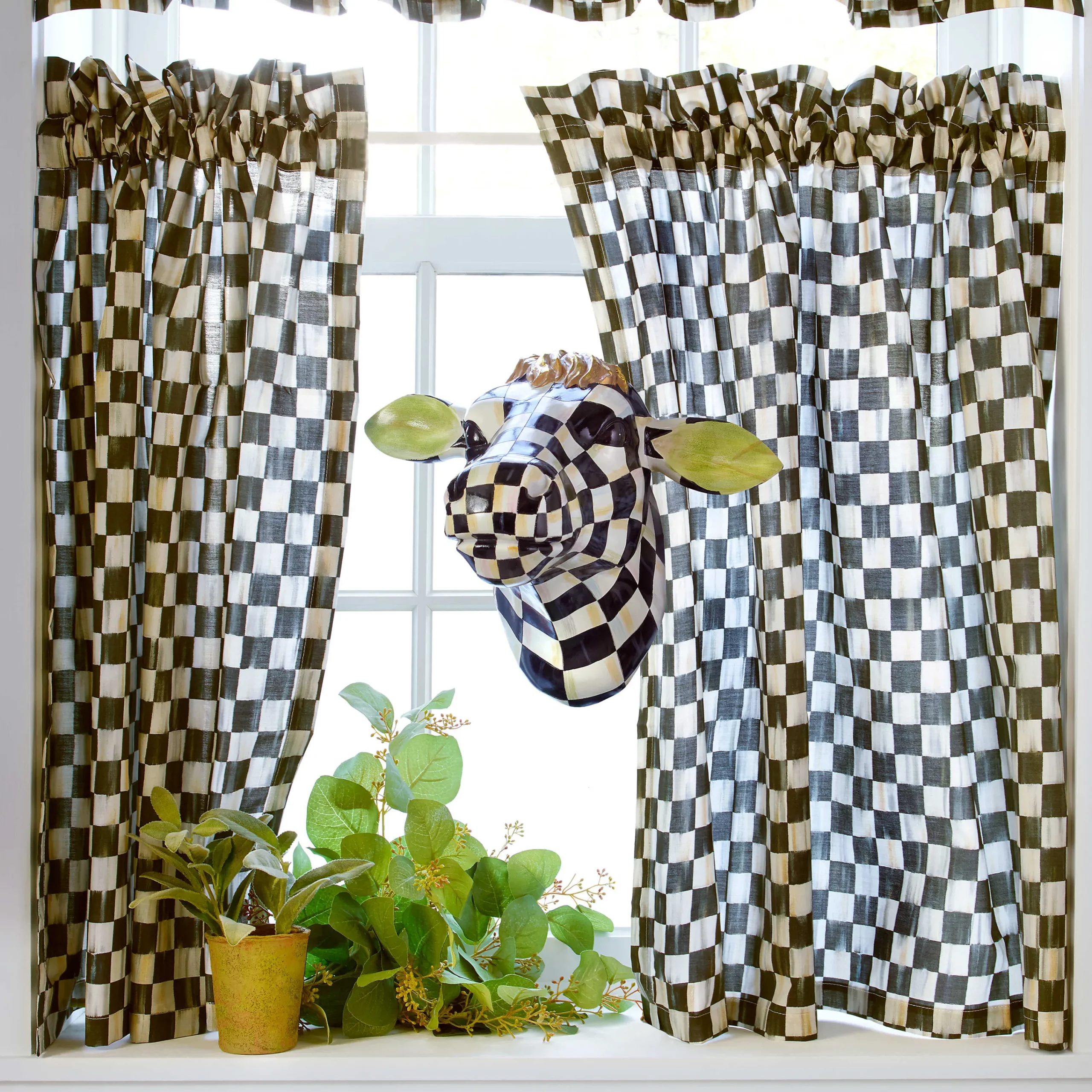 MacKenzie-Childs Room Accents<Courtly Check Cafe Curtains, Set of 2
