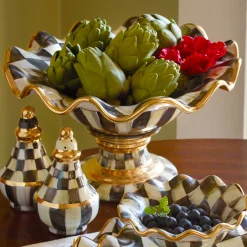 MacKenzie-Childs Serveware<Courtly Check Ceramic Compote