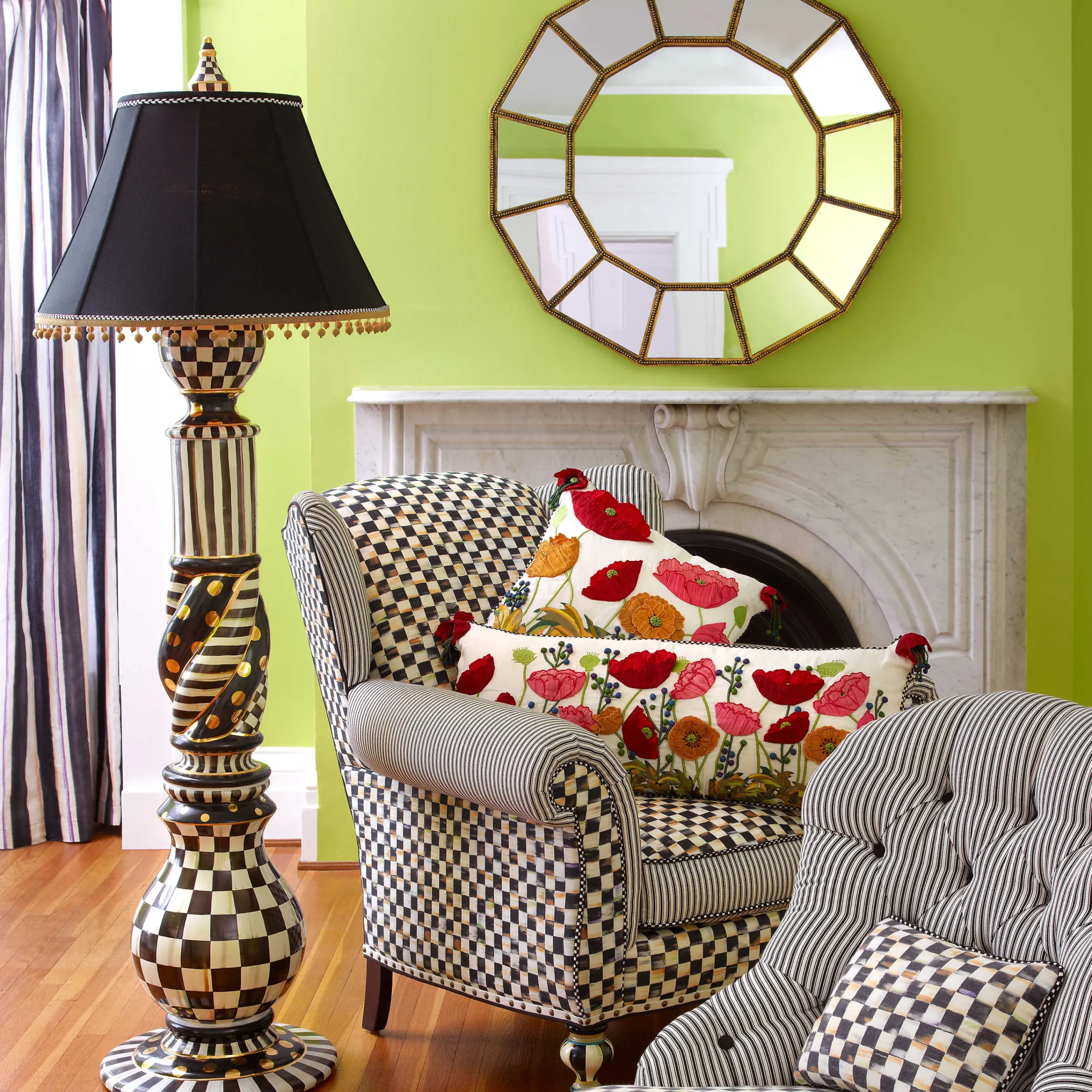 MacKenzie-Childs Lighting<Courtly Check Ceramic Floor Lamp