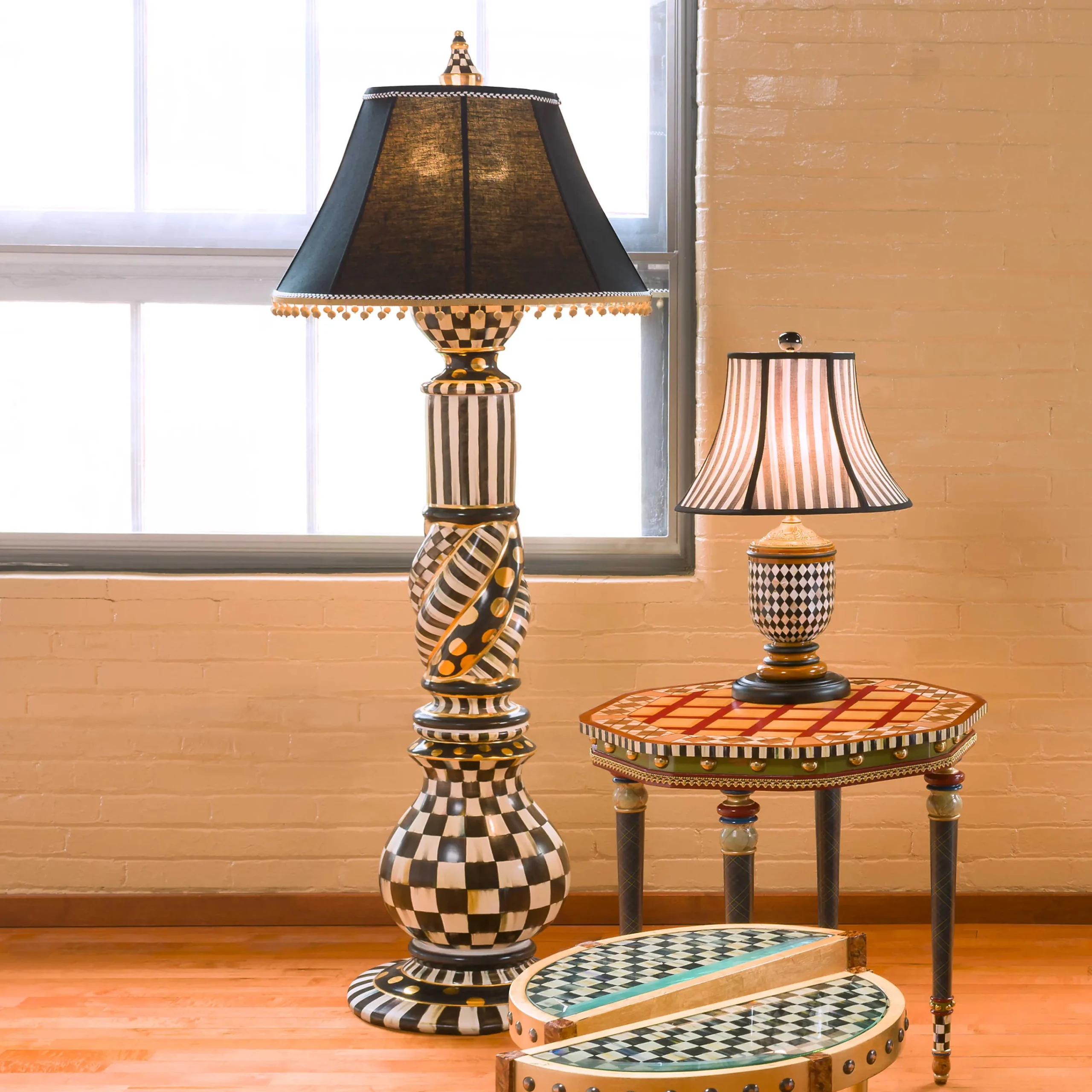 MacKenzie-Childs Lighting<Courtly Check Ceramic Floor Lamp