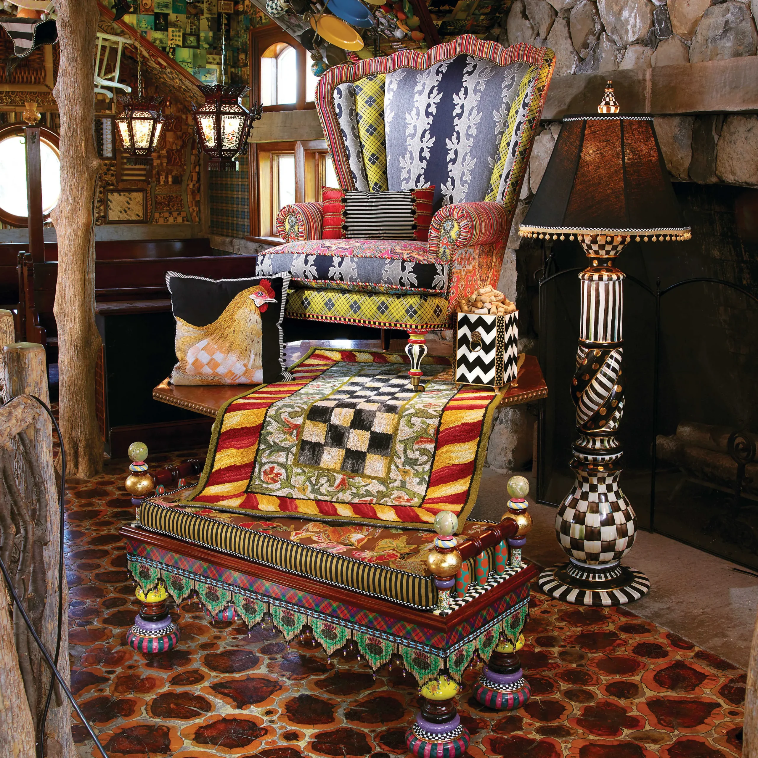 MacKenzie-Childs Lighting<Courtly Check Ceramic Floor Lamp