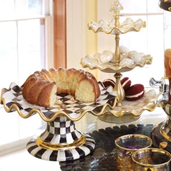 MacKenzie-Childs Serveware<Courtly Check Ceramic Fluted Cake Stand
