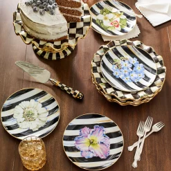MacKenzie-Childs Serveware<Courtly Check Ceramic Fluted Cake Stand