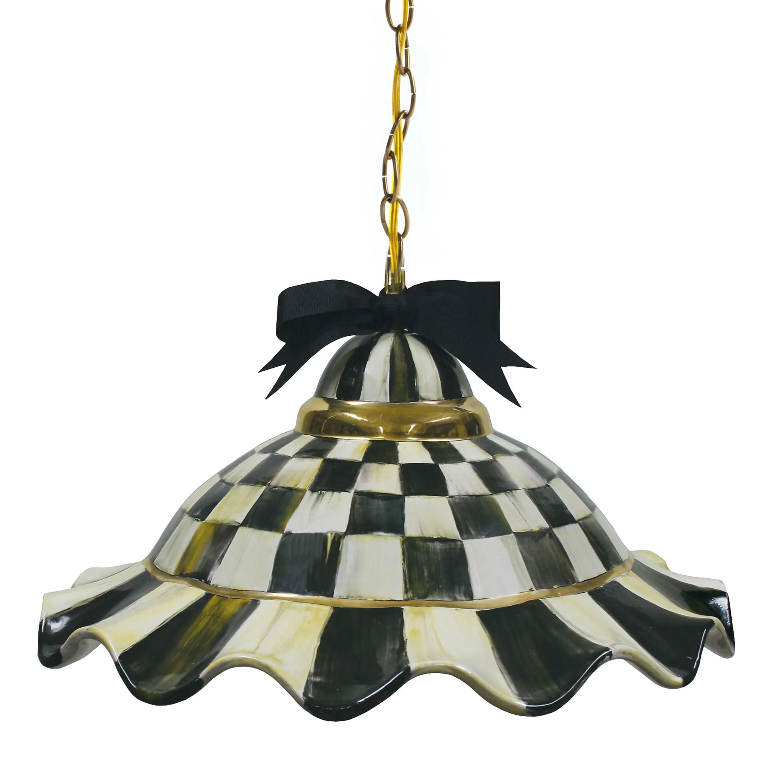 MacKenzie-Childs Lighting<Courtly Check Ceramic Fluted Hanging Lamp
