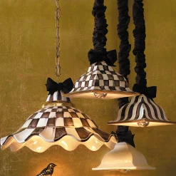 MacKenzie-Childs Lighting<Courtly Check Ceramic Fluted Hanging Lamp