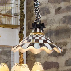 MacKenzie-Childs Lighting<Courtly Check Ceramic Fluted Hanging Lamp