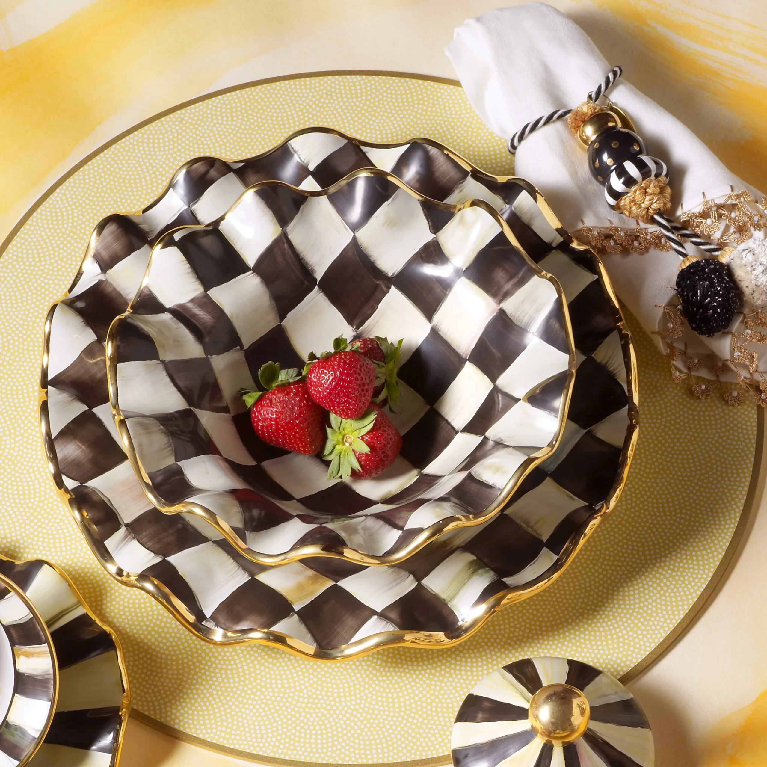 MacKenzie-Childs Dinnerware & Flatware<Courtly Check Ceramic Fluted Breakfast Bowl