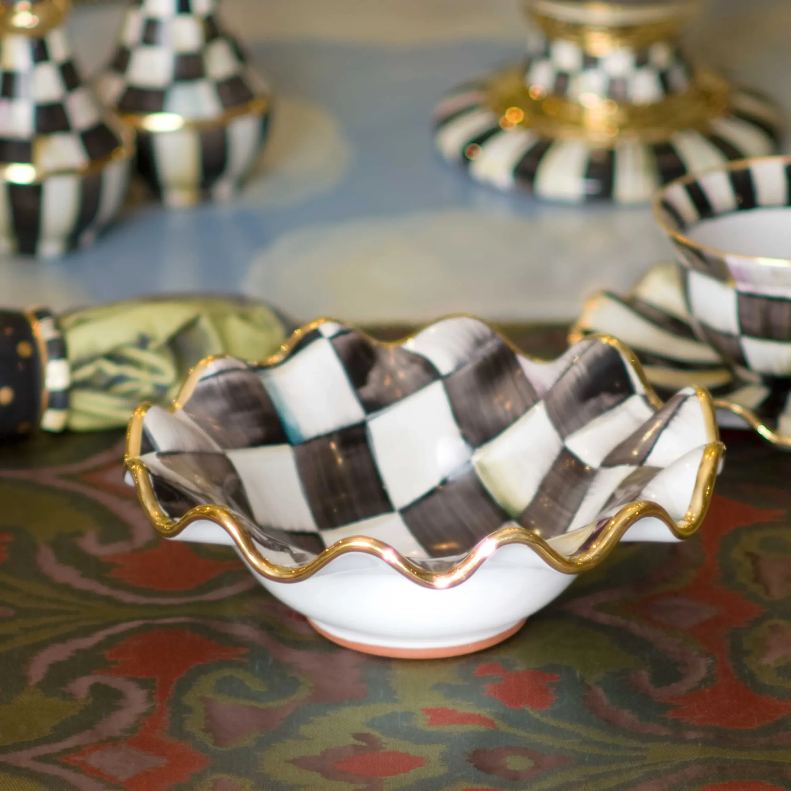 MacKenzie-Childs Dinnerware & Flatware<Courtly Check Ceramic Fluted Breakfast Bowl