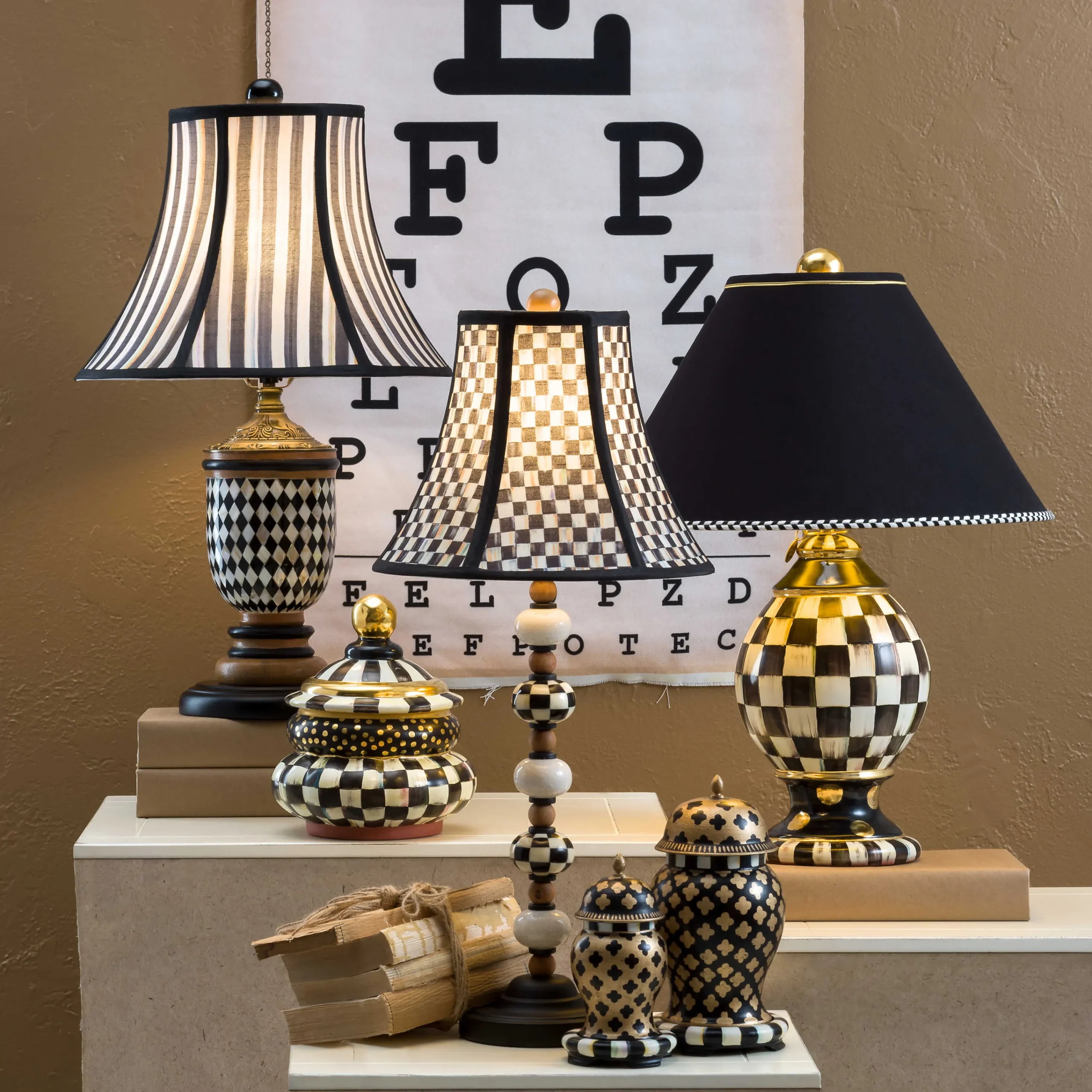 MacKenzie-Childs Room Accents|Lighting<Courtly Check Ceramic Globe Lamp