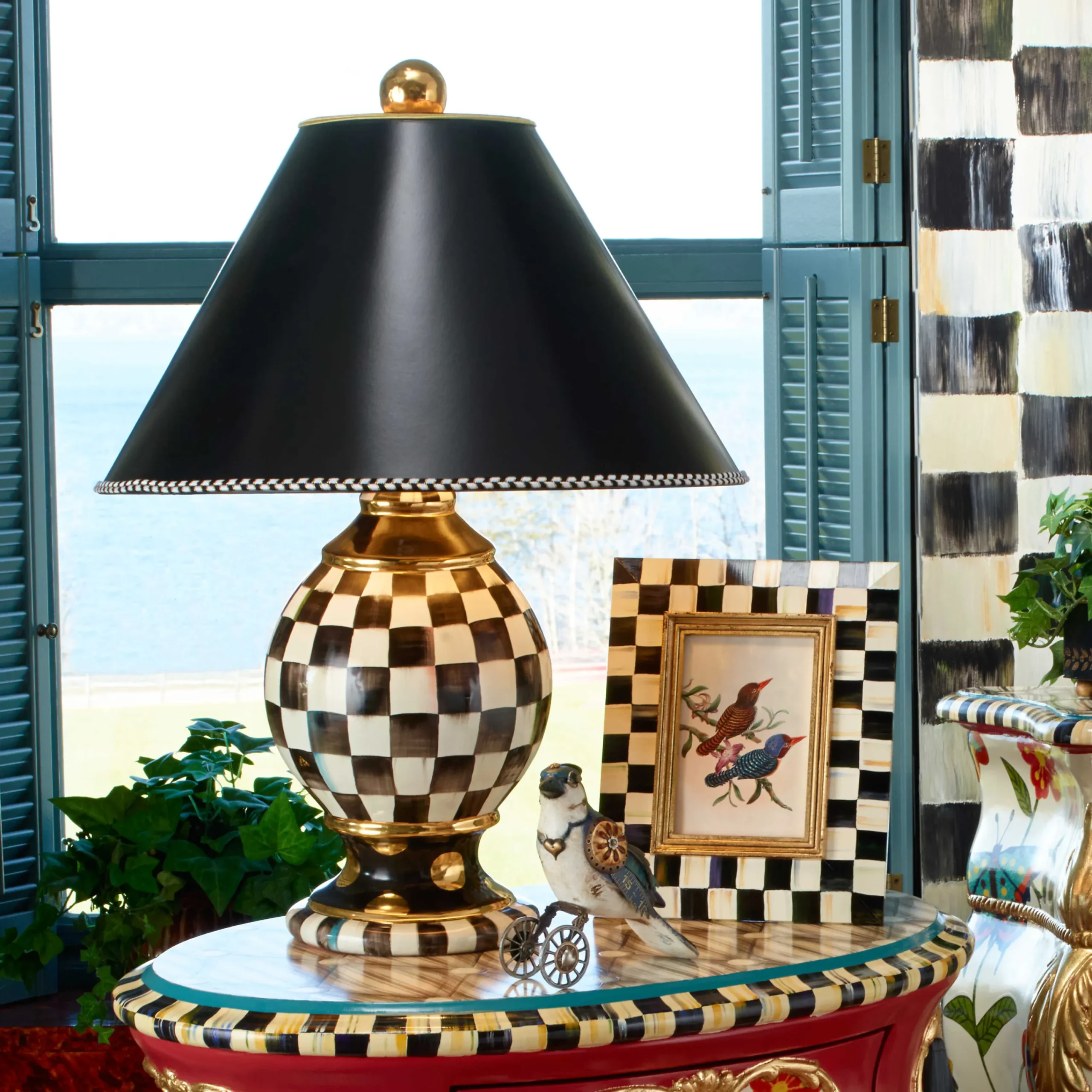 MacKenzie-Childs Room Accents|Lighting<Courtly Check Ceramic Globe Lamp