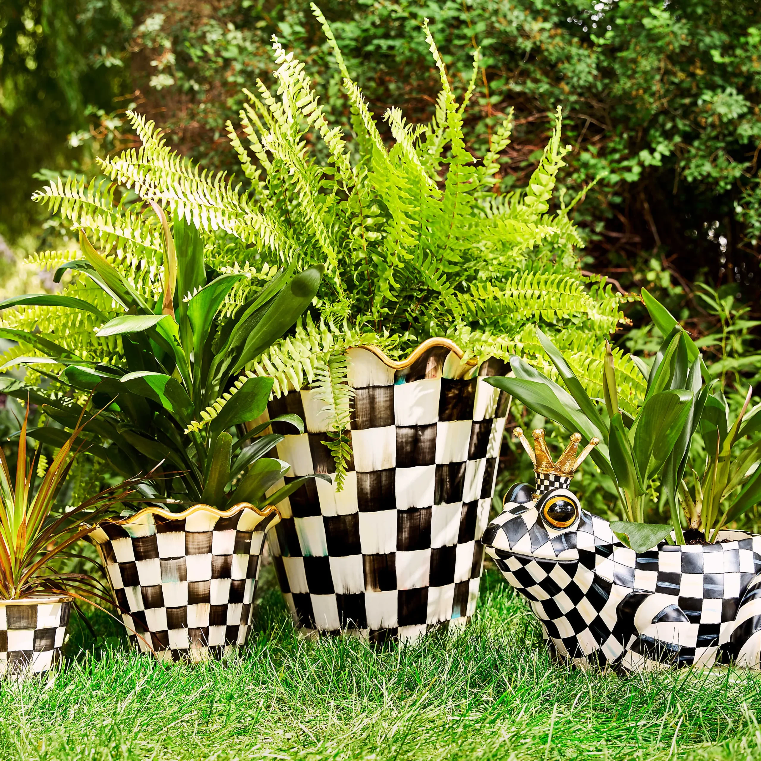 MacKenzie-Childs Outdoor<Courtly Check Ceramic Jumbo Garden Pot