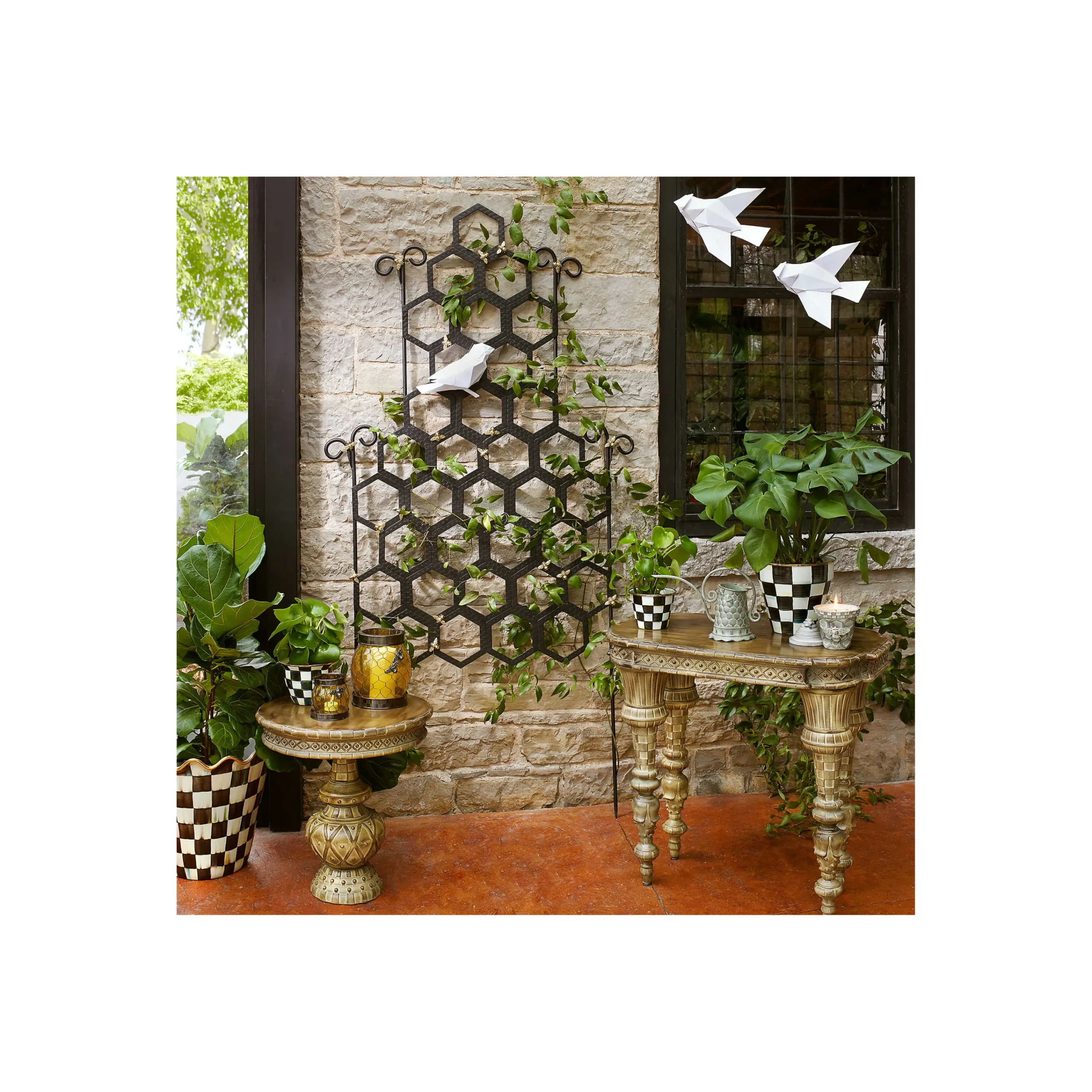 MacKenzie-Childs Outdoor<Courtly Check Ceramic Jumbo Garden Pot