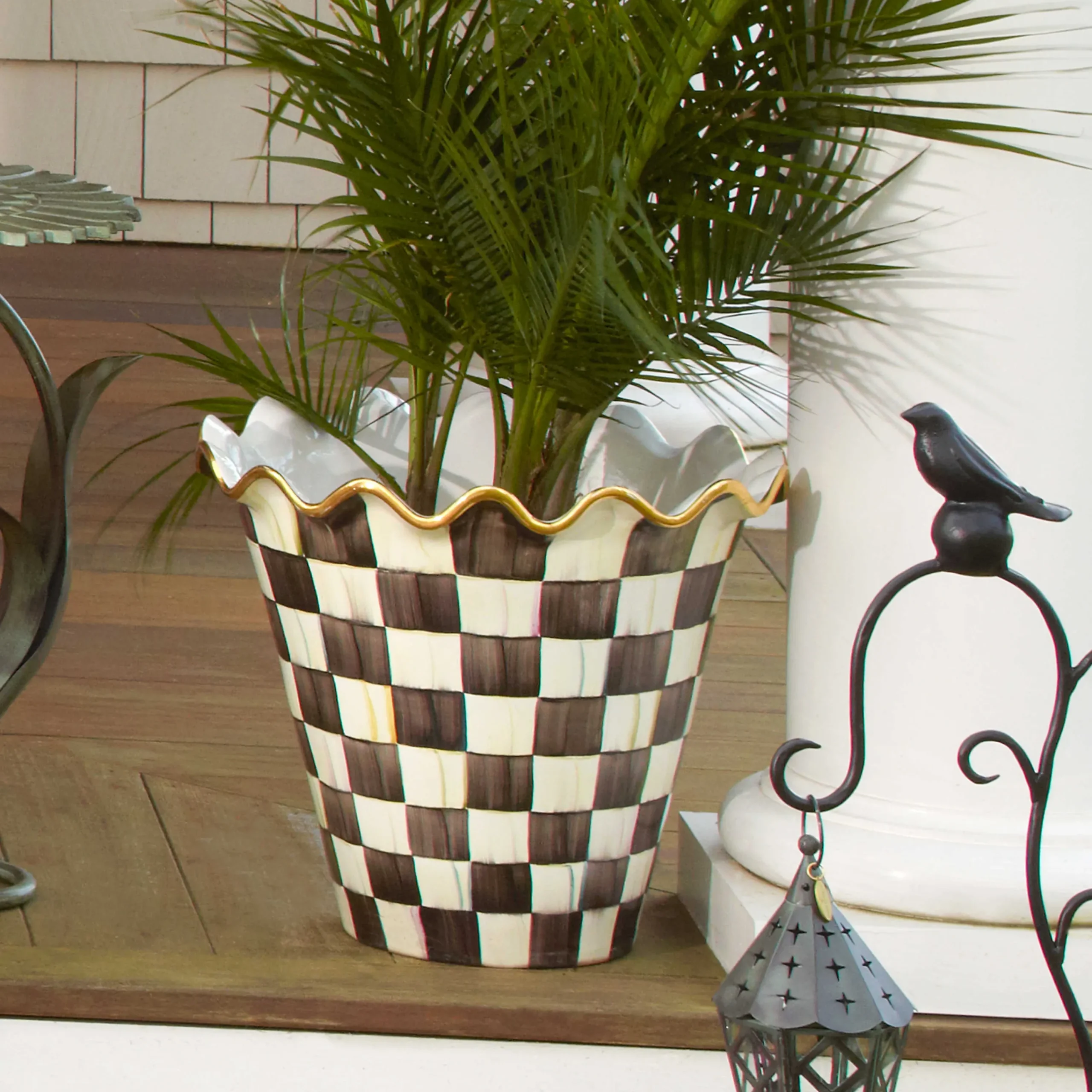 MacKenzie-Childs Outdoor<Courtly Check Ceramic Jumbo Garden Pot