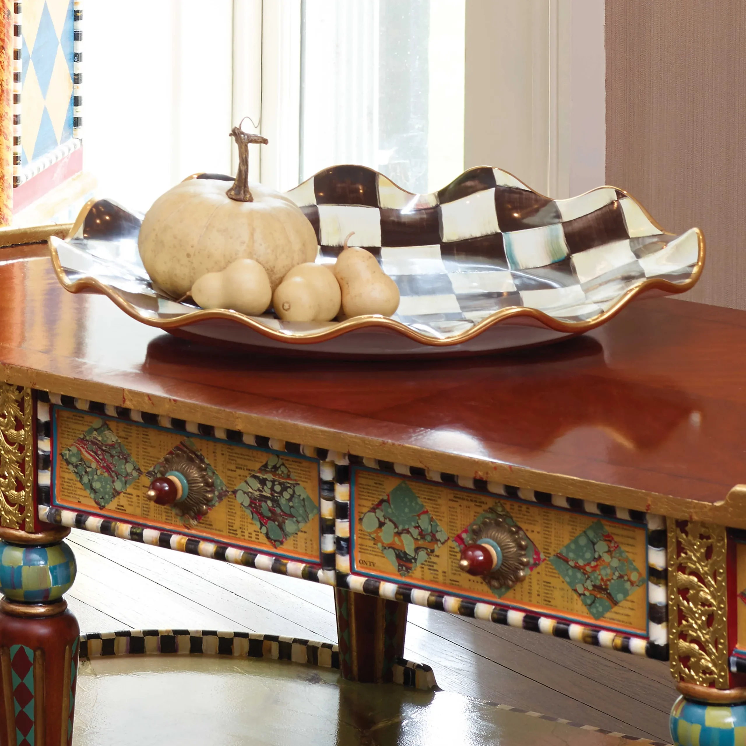 MacKenzie-Childs Fall Entertaining|Serveware<Courtly Check Ceramic Large Serving Platter