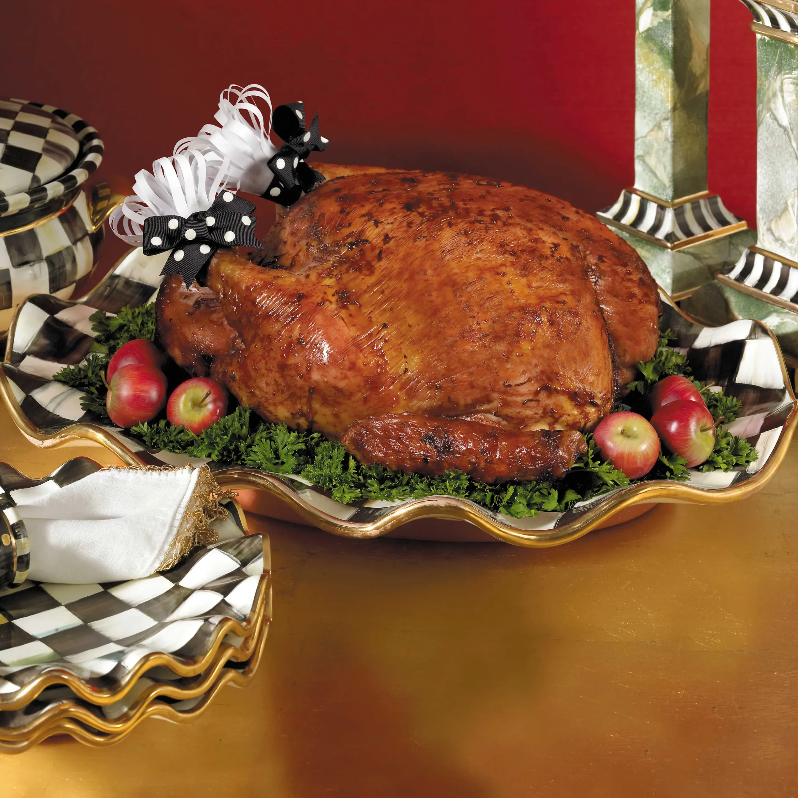 MacKenzie-Childs Fall Entertaining|Serveware<Courtly Check Ceramic Large Serving Platter