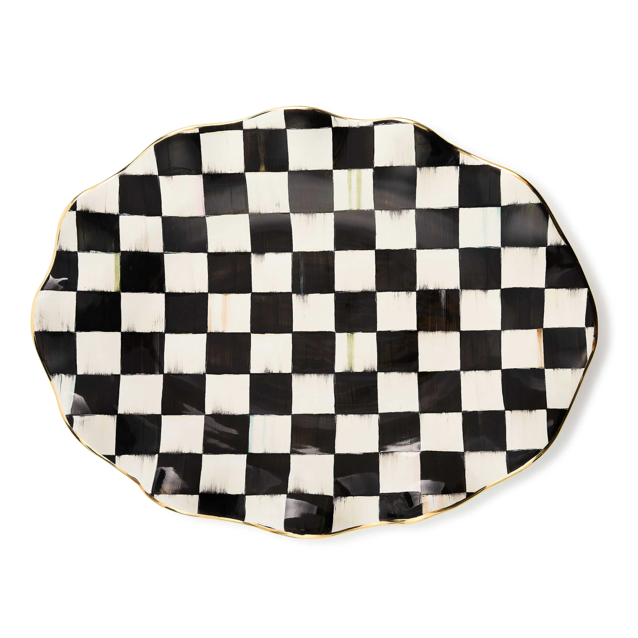 MacKenzie-Childs Fall Entertaining|Serveware<Courtly Check Ceramic Large Serving Platter