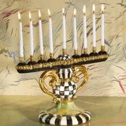 MacKenzie-Childs Holiday<Courtly Check Ceramic Menorah