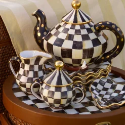 MacKenzie-Childs The Coffee Shop|Serveware<Courtly Check Ceramic Sugar Bowl with Lid