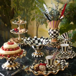 MacKenzie-Childs Bar Entertaining|Serveware<Courtly Check Ceramic Three Tier Sweet Stand