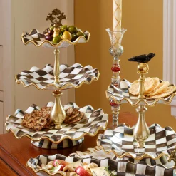 MacKenzie-Childs Bar Entertaining|Serveware<Courtly Check Ceramic Three Tier Sweet Stand
