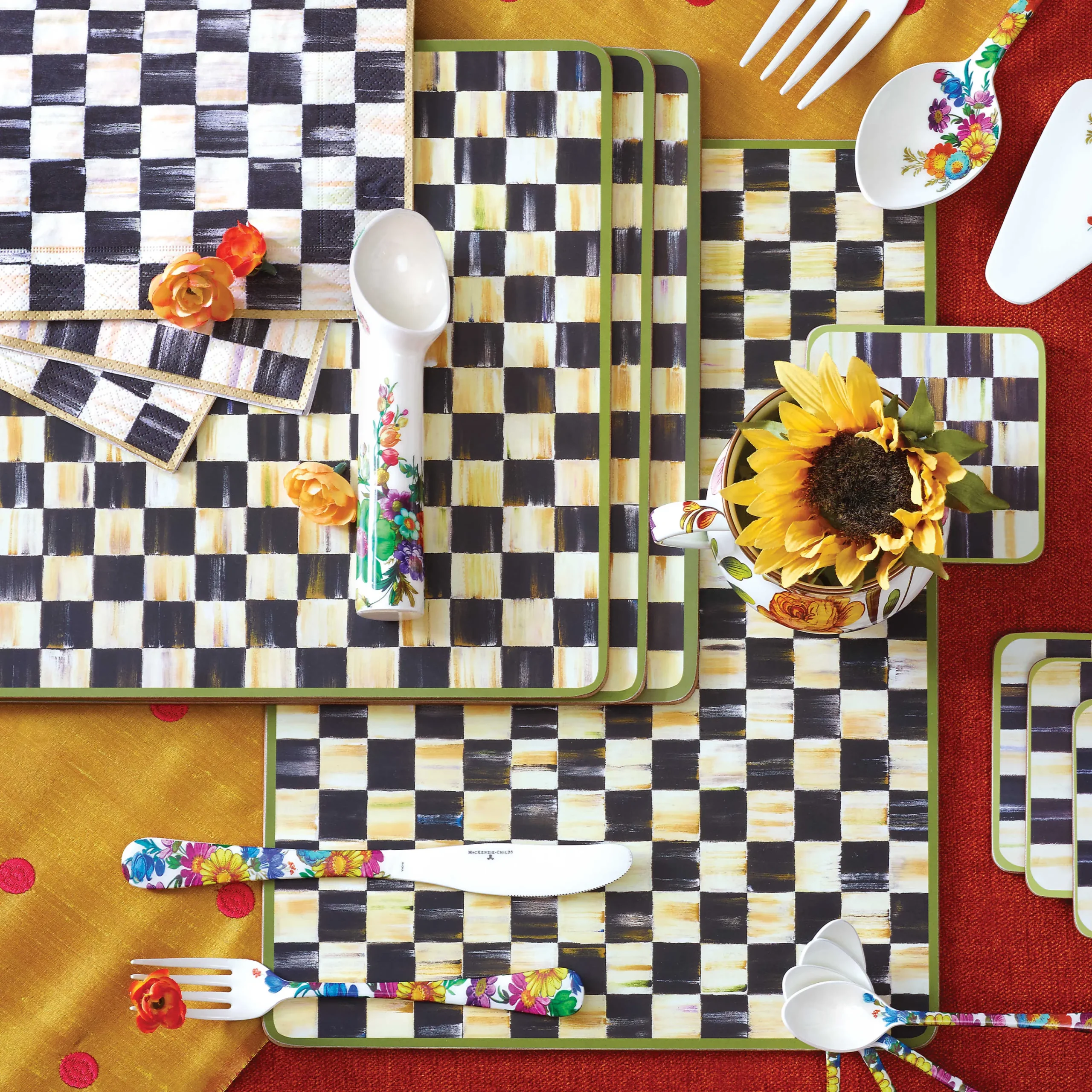 MacKenzie-Childs Table Accessories|Kitchen & Table Linens<Courtly Check Cork Back Placemats, Set of 4