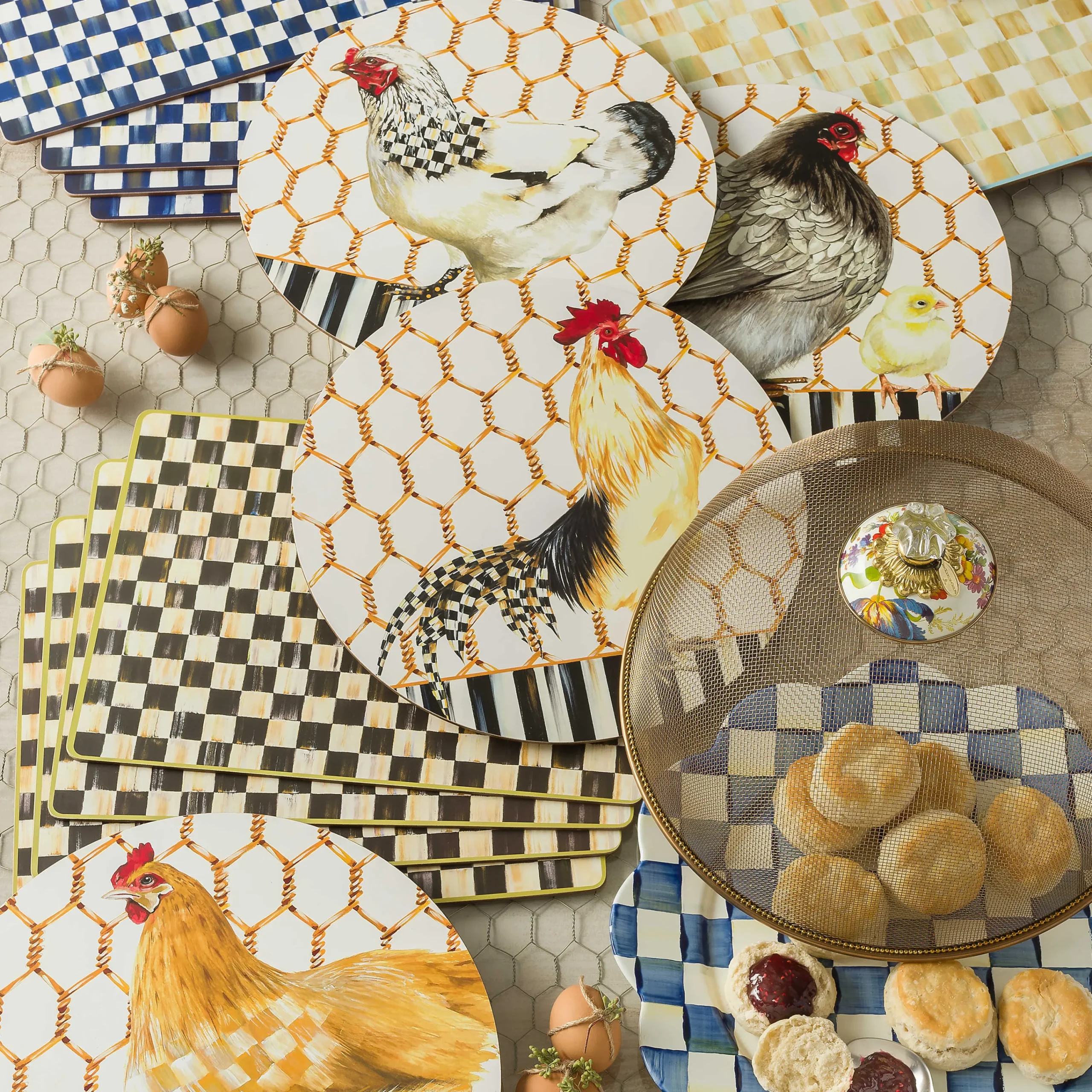 MacKenzie-Childs Table Accessories|Kitchen & Table Linens<Courtly Check Cork Back Placemats, Set of 4