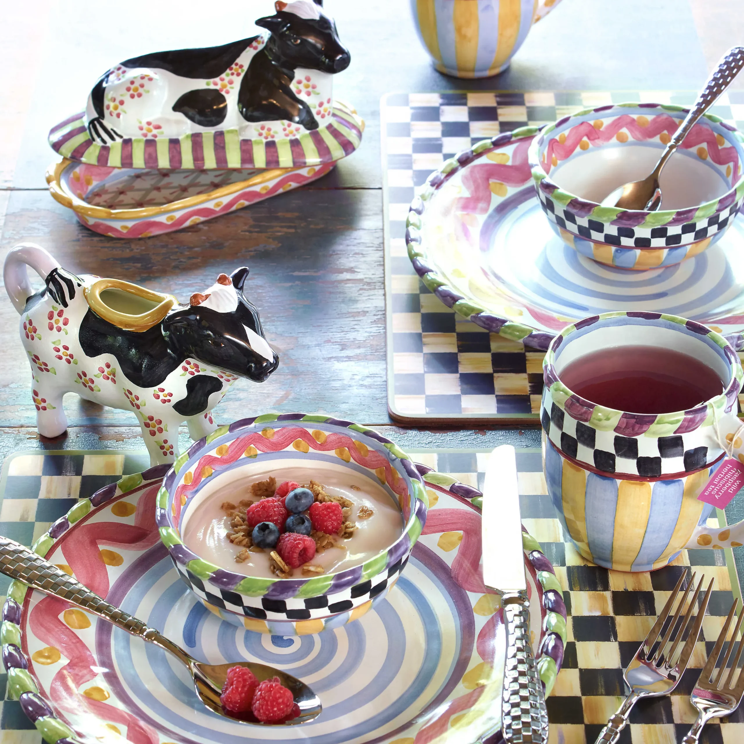 MacKenzie-Childs Table Accessories|Kitchen & Table Linens<Courtly Check Cork Back Placemats, Set of 4