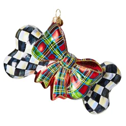 MacKenzie-Childs Holiday<Courtly Check Dog Bone Glass Ornament