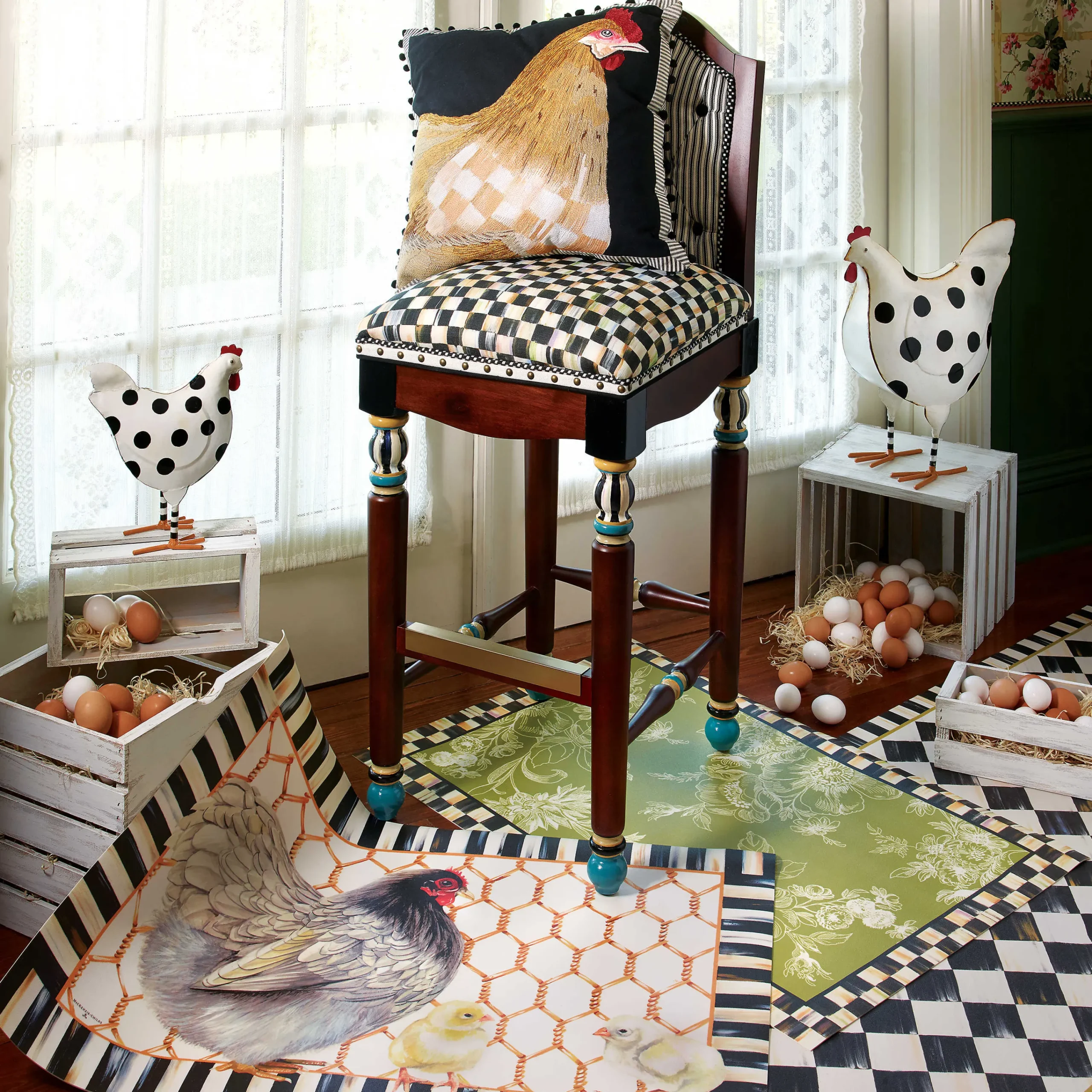 MacKenzie-Childs Rugs<Courtly Check Floor Mat - 3' x 5'