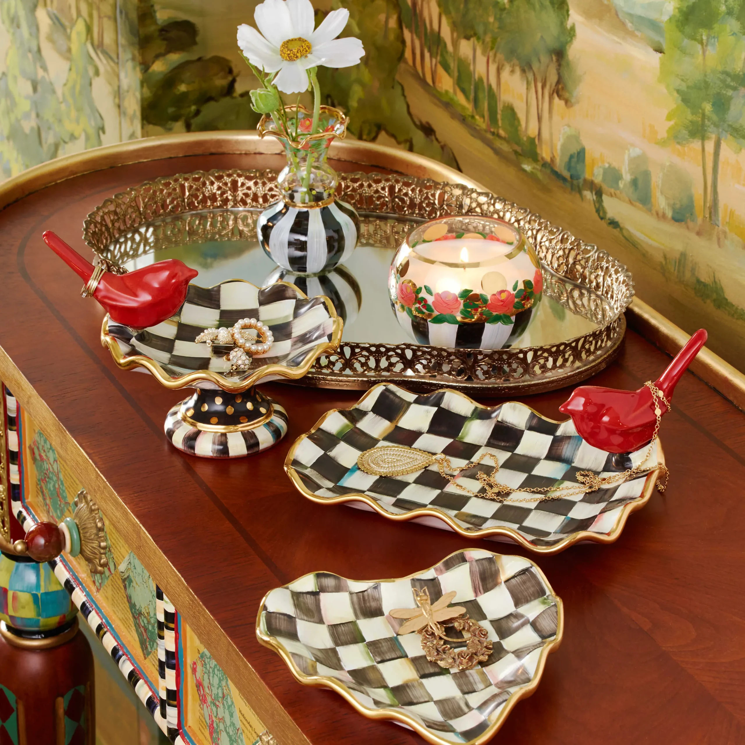 MacKenzie-Childs Bar Entertaining|Serveware<Courtly Check Fluted Heart Plate
