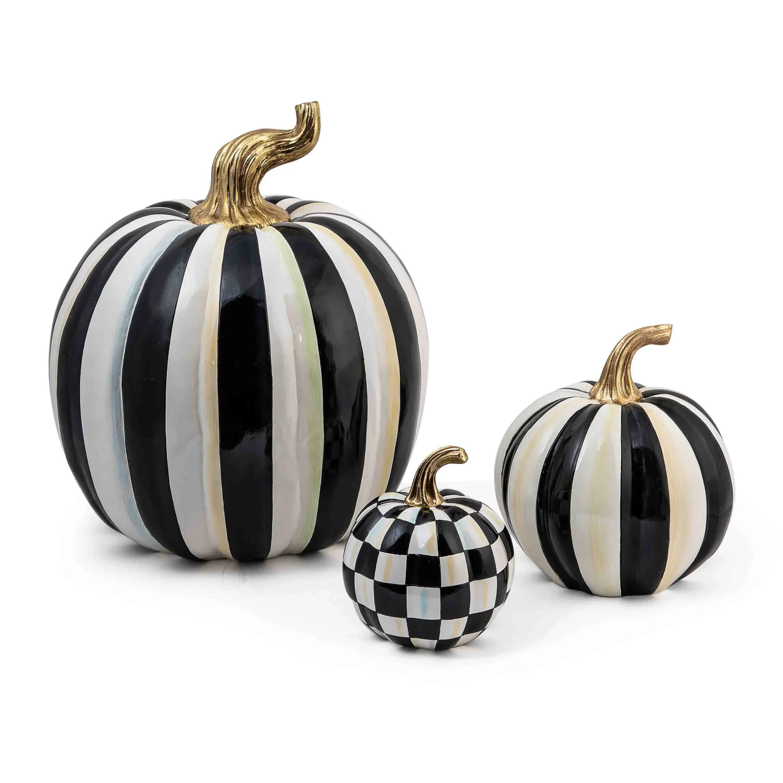 MacKenzie-Childs Pumpkins|The Halloween Shop<Courtly Check Glossy Mini Pumpkin